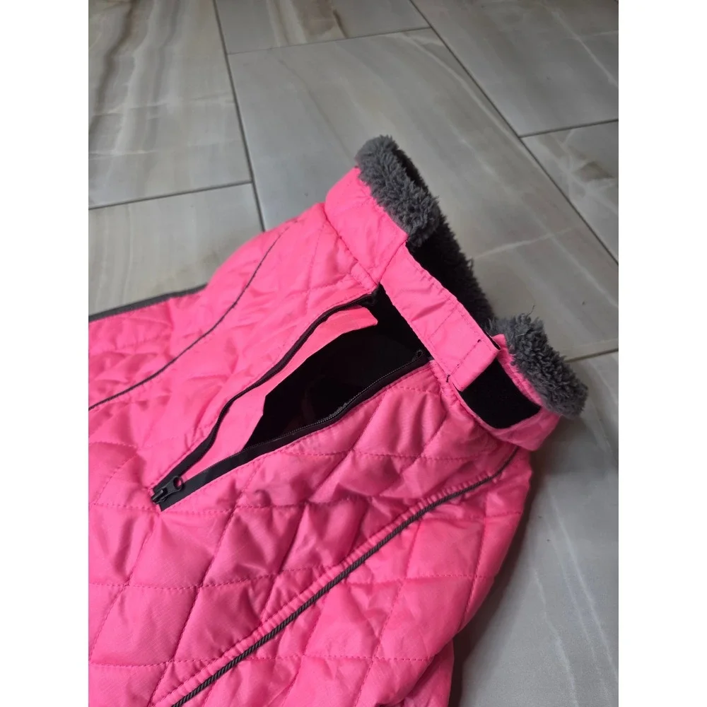 Fragralley Pink Quilted Dog Winter Coat Fleece Lined Reflective Vest XL W1